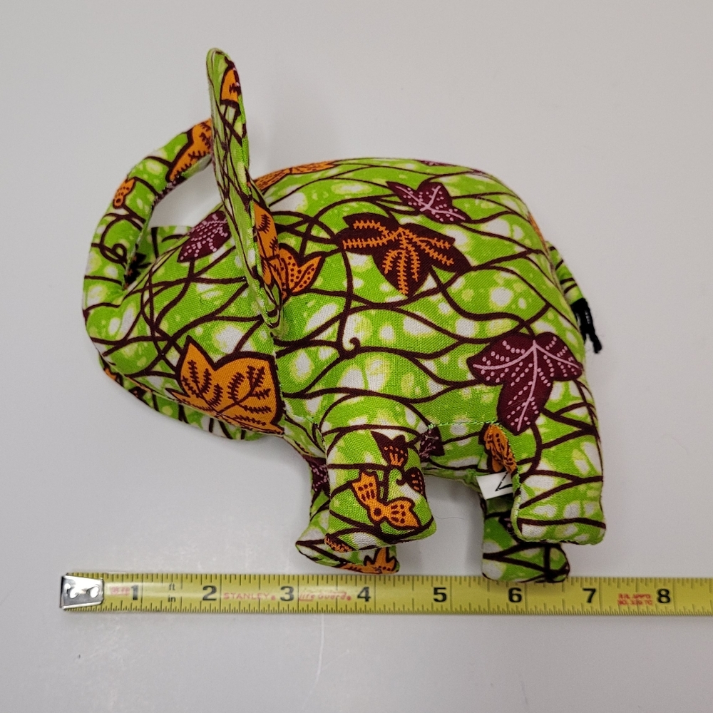 Lovely Fall Leaf Motif Green Small Stuffed Elephant Accent Pillow RARE - Picture 12 of 14